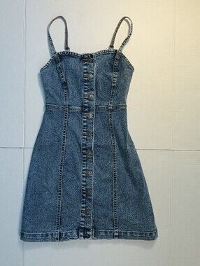 Rewash Denim Button-Front Mini Dress - Blue XS